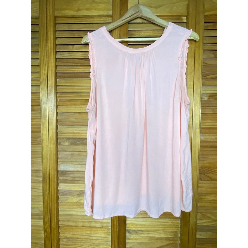 Torrid Peach Sleeveless Ruffle Trim Pleated Back Blouse Top Plus Size 2